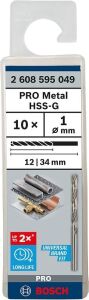 Profesyonel Metal Matkap Ucu Hss-G Bilenmiş (10 Adet, Ø 1 Mm), Çap: 1/toplam Uzunluk Mm: 34