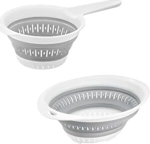 Katlanabilir Süzgeç Seti, 40 cm Yuvarlak ve 30,5 x 14 cm Saplı, Bpa Içermeyen, Beyaz ve Gri, 2'li
