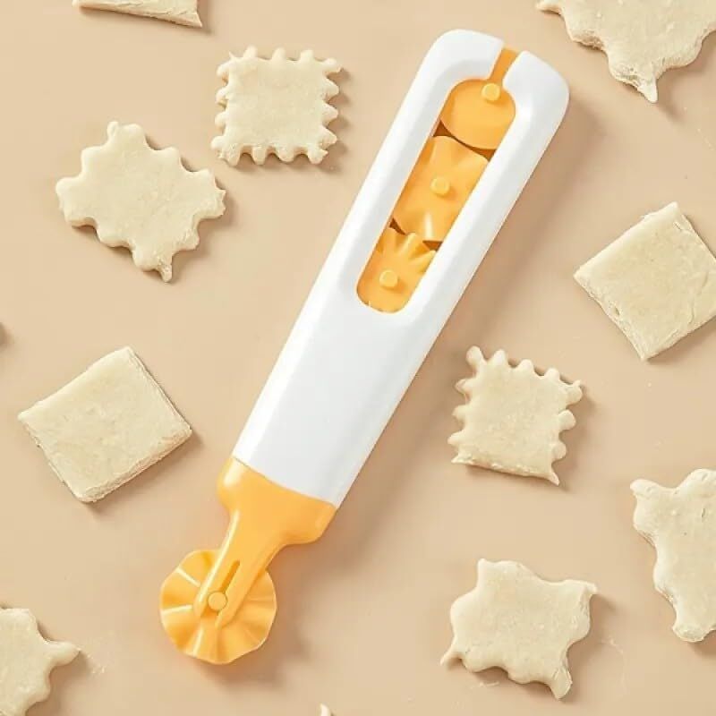 4 Başlıklı Hamur Kesici ve Şekillendirici - Ergonomik Gövdeli Değiştirilebilir Başlıklı Kurabiye ve Mantı Kesici Seti