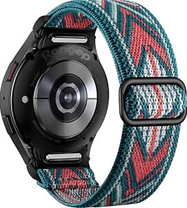 One-Click Elastik Bohem Serisi 20MM Kordon  ile Uyumlu Galaxy Watch 7/6/5/4/fe Serisi Için Kumaş Kayış (40MM/44MM) Watch 6/4 Classic (47/43/42MM) ve Watch 5 Pro 45MM Uyumlu