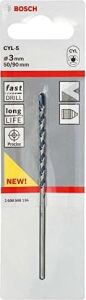 Professional Accessories Matkap ve Kırıcı Delici Uçları, Taş ve Beton, Gri, Durchmesser-3 Mm/gesamtlänge-90 Mm, 1 Adet