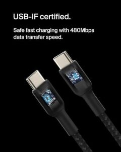 (6.6ft) Braided Usb-C To Usb-C Cable For 16, 16 Pro, 16 Pro Max, 16 Plus, 15, Galaxy S24, S23, NOTE10, 9, 8, iPad Pro & More -