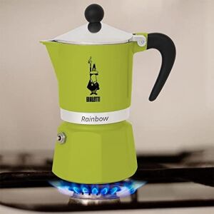 - Rainbow: 3 Cups Ocak Üstü Espresso Pişirici - 130ML - Yeşil Renk - Alüminyum Gövde - Patentli Güvenlik Valfi - Tüm Ocak Türleri Için Uygundur (Indüksiyon Hariç)