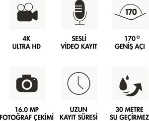 Su Geçirmez Aksiyon Kamerası: 3 Metre Su Dayanımı, 1080P Video Çekimi ve Kablosuz Bağlantı Özellikli