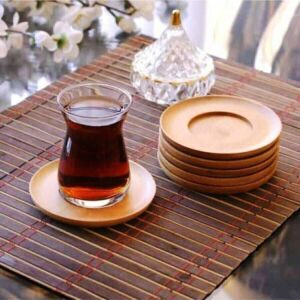 Bambu Yuvarlak Çay Tabağı Bardak Altlığı 6 'lı Set, Dekoratif Bambu Altlık