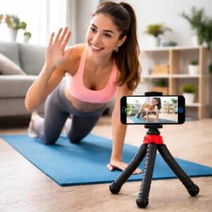 Esnek Youtuber Yayıncılar ve Sosya Medya Için Ideal 30CM Ahtapot 360 Derece Taşınabilir Ayakları Bükülebilir Selfie Telefon Tutuculu 3 Ayaklı Kampda Tatilde Gezilerde Tripod Çok Hafif 320GR