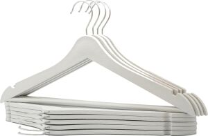 Arch 24 Adet Beyaz Ahşap Görünümlü Plastik Askı Kıyafet Elbise Gömlek Askısı