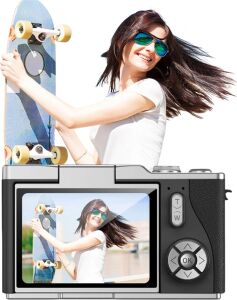 48 Mp Kompakt Dijital Kamera 4K Video 8x Zoom ve Flip Ekran Selfie Vlog Uyumlu