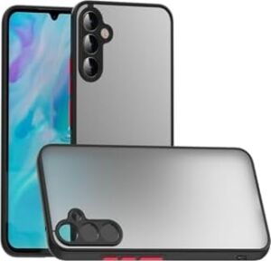 Galaxy A54 Kapak Kamera Korumalı Kenarlı Renkli Düğmeli Arkası Mat Silikon Kılıf - Siyah