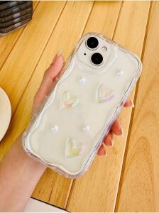 Iphone 13 ve 14 ile Uyumlu 3D Oyuncaklı Inci Tasarımlı Esnek Silikon Kılıf