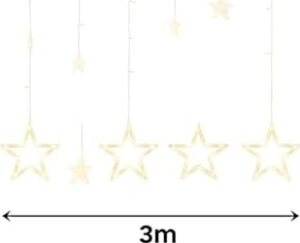 Dekoratif Peri LED Işık 3 Metre Yıldız Figürlü Perde Süsleme Işığı Yılbaşı Doğum Günü Ramazan Parti ve Ev Dekorasyon LED Işık