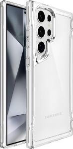 Galaxy S24 Ultra Için Crystal Armor Serisi Şok Emici Yumuşak Silikon Kenar Arkası Sert Polikarbonat Darbeye Dayanıklı Şeffaf Kılıf