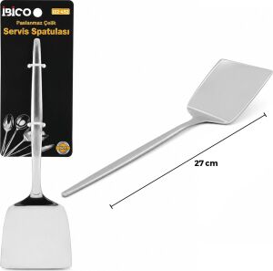 Metal Servis Spatulası - Krom Renk - 27 cm - Paslanmaz Çelik