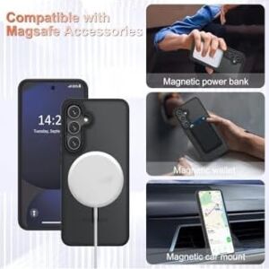 -  Galaxy S25 Fe ile Uyumlu Kılıf Mat Magsafe ile Uyumlu Şarj Özellikli Renkli Kenarlı + Ekran Koruyucu Cam Set - Siyah