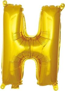H Harfi 16 Inç Gold Renk Folyo Balon 36 cm (Altın)