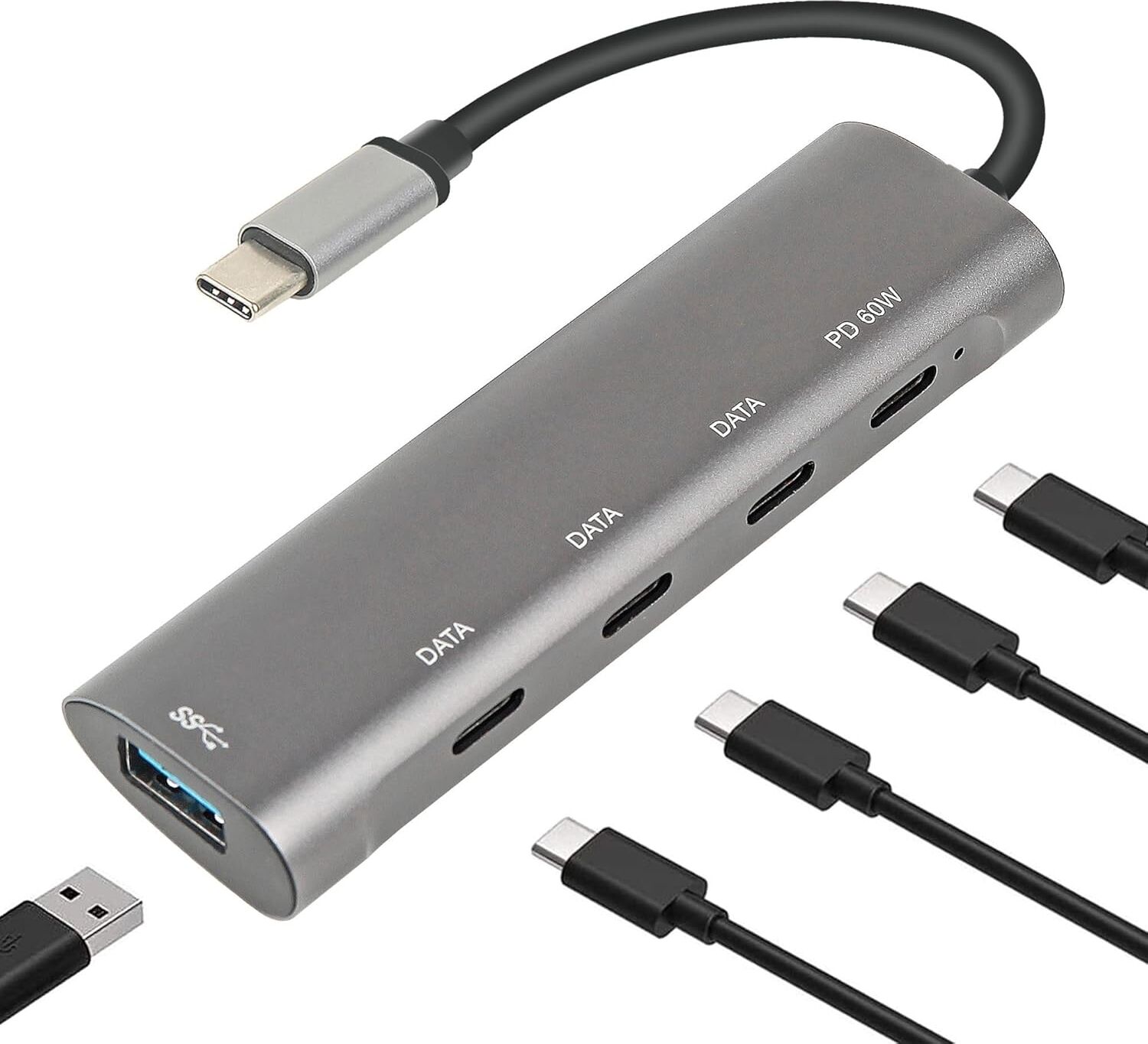 Macbook Şarj Uyumlu Type-C Destekli 60W Pd Tüm Bilgisayarlar Için Şarj Uyumlu 5 In 1 Hub Dönüştürücü Çevirici Çoklayıcı USB Typec Girişli C268