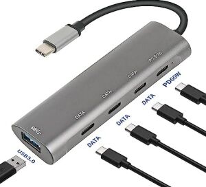 Macbook Şarj Uyumlu Type-C Destekli 60W Pd Tüm Bilgisayarlar Için Şarj Uyumlu 5 In 1 Hub Dönüştürücü Çevirici Çoklayıcı USB Typec Girişli C268