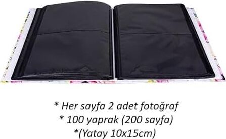 RS306 Fotoğraf Albümü 10X15CM 200 Fotoğraf Kapasiteli Çiçekler Desenli Lüks Albüm