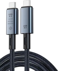 ZR852 240W USB 4.0 40GBPS 8k Thunderbolt Görüntü Aktarım ve Hızlı Şarj Kablosu 1 Metre