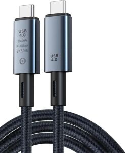 ZR852 240W USB 4.0 40GBPS 8k Thunderbolt Görüntü Aktarım ve Hızlı Şarj Kablosu 1 Metre