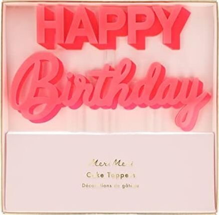 Happy Birthday Pembe Akrilik Pasta Süsü