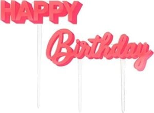 Happy Birthday Pembe Akrilik Pasta Süsü