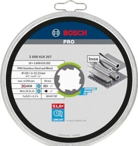 Professional 10 Adet Düz Kesme Diski Standart (Inox, X-Lock Için, Delik Çapı: 22,23 Mm, Kalınlık: 1 Mm), 2608619267