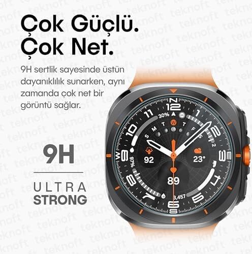 Galaxy Watch Ultra 47MM 2024/2025 Için 2'li Paket (2 Adet) Kolay Kurulum Otomatik Hizalama Aparatlı Şeffaf 9h Sertliğinde Gerçek Temperli Cam Ekran Koruyucu (Galaxy Watch Ultra 47MM)