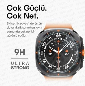 Galaxy Watch Ultra 47MM 2024/2025 Için 2'li Paket (2 Adet) Kolay Kurulum Otomatik Hizalama Aparatlı Şeffaf 9h Sertliğinde Gerçek Temperli Cam Ekran Koruyucu (Galaxy Watch Ultra 47MM)