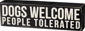 19133 Kelime Kutusu Işareti, 10X3, Dogs Welcome, Siyah