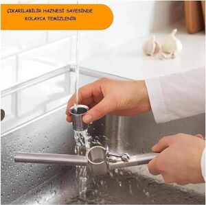 Paslanmaz Çelik Sarımsak Presi, Sarımsak Kesici, Sarımsak Ezici, Sağlam Paslanmaz Çelik Saplı, Pratik Bir Mutfak Yardımcısı ve Mutfak Aleti, 15,8 x 5 cm