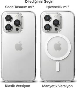 Iphone 15 Pro Max Için Magsafe ile Uyumlu Arkası Mat Görünümlü Polikarbonat Kenarları Silikon Parmak Izi Tutmayan Yüksek Kalite Şeffaf Silikon Kılıf (Manyetik, 15 Pro Max)