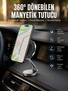 Yeni Nesil Araç Içi Mıknatıslı Telefon Tutacağı Tüm Telefonlara Uyumlu