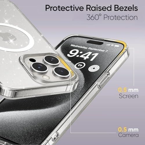 iPhone 13 ve 14 Için Magshine Serisi Magsafe ile Uyumlu Göz Alıcı ve Şık Simli Arka Tasarım Yüksek Kalite Materyal Premium Hybrid Kılıf Kapak (Şeffaf, 13/14)