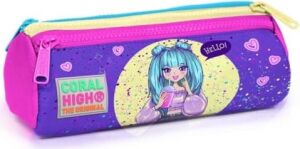 Mor Anime Üç Gözlü Kalemlik Kalem Çantası - Kız Çocuk