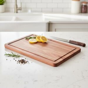 Doğal Akasya Ahşap Doğrama ve Kesme Tahtası - Kesme Panosu - 40X26X1.5 cm Çok Amaçlı Sunum Tepsisi, Peynir ve Et Servis Tahtası