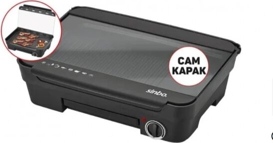 Sinbo Elektrikli Izgara Cam Kapaklı