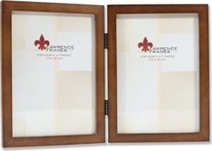 766057D Küçük Hindistan Cevizi Ahşap Menteşeli Çift Resim Çerçevesi, 13,8 x 17,7 cm
