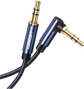 90 Derece L Tipi 3.5 mm Aux Ses Kablosu Mavi 2 Metre