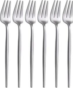 Limon ve Fondü Çatalı Seti, Gümüş Renk, 6 Parça, Çelik, 13 Cm,