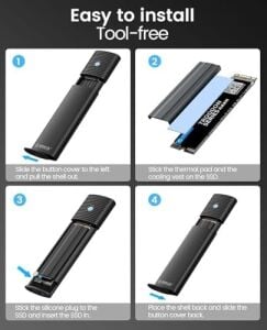 USB 10GBPS M.2 Nvme & Sata SSD Harici Kutu, Toolless Tasarım, Alüminyum Soğutuculu Enclosure, 2230–2280 Uyumlu, 4tb Destekli Yüksek Hızlı SSD Dönüştürücü | 1187