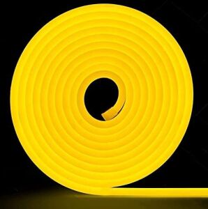 Ema Dükkan 12 Volt Neon LED Işık | Neon Şerit LED Esnek Silikonlu Aydınlatma LED Hortum (5 Metre, Amber)