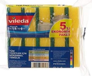 Düz Hijyenik Bulaşık Süngeri, 5'li Ekonomik Paket, Yeşil