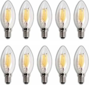 LED Rustik Mum Buji Ampul – E14 Duy, 4W (35W Eşdeğer), 3000K Günışığı, 400 Lümen – 220-240V, 3.5X10 cm – 10’lu Paket