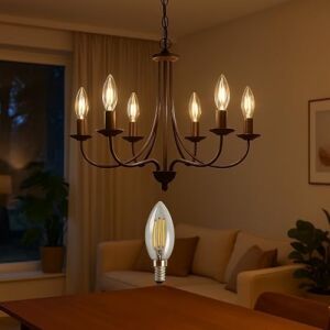 LED Rustik Mum Buji Ampul – E14 Duy, 4W (35W Eşdeğer), 3000K Günışığı, 400 Lümen – 220-240V, 3.5X10 cm – 10’lu Paket