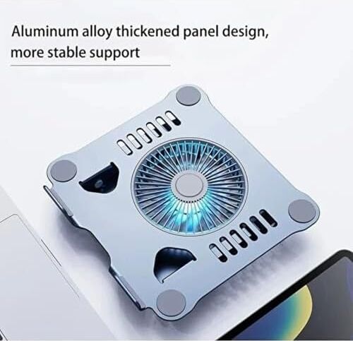 Soğutuculu Notebook ve Laptop Stand Yüksekliği Ayarlanabilir Fanlı Tutucu 10-17 Inç Notebooklar ile Uyumlu 360 Derece DÖNER%100 Tok Alüminyum Alaşımlı Katlanır CZY524 (CZY524 - Silver)