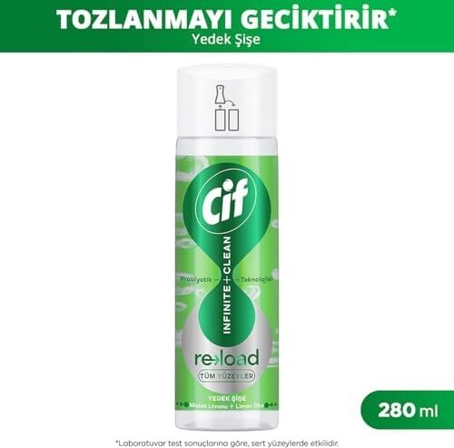 Infinite Clean Doğal Probiyotikli Yedek Şişe Tüm Yüzeyler Için Misket Limonu & Limon Otu 280 ml