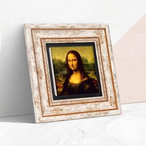 Leonardo Da Vinci Mona Lisa Taş Duvar Tablosu - Çerçeveli Taş Tablo - Dekoratif Duvar Sanatı - Modern Ev ve Ofis Duvar Dekoru T1-19