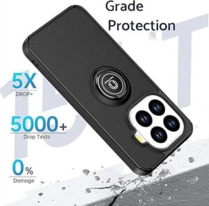 Psr Aksesuar Xiaomi Mi 15T Pro Uyumlu Kılıf – Mat Parmak Izi Yapmaz, Renkli Tuşlu, Yüzüklü Standlı Military Armor Kapak (Siyah, Xiaomi Mi 15T Pro)