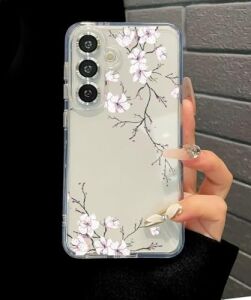 Galaxy S24 Fe ile Uyumlu SFF01 Şeffaf Tasarımlı Kılıf - Ince, Hafif ve Dayanıklı Koruma, Kamera ve Tuşlarla Tam Uyumlu Şeffaf Telefon Kapağı (Kirazçiçeği)